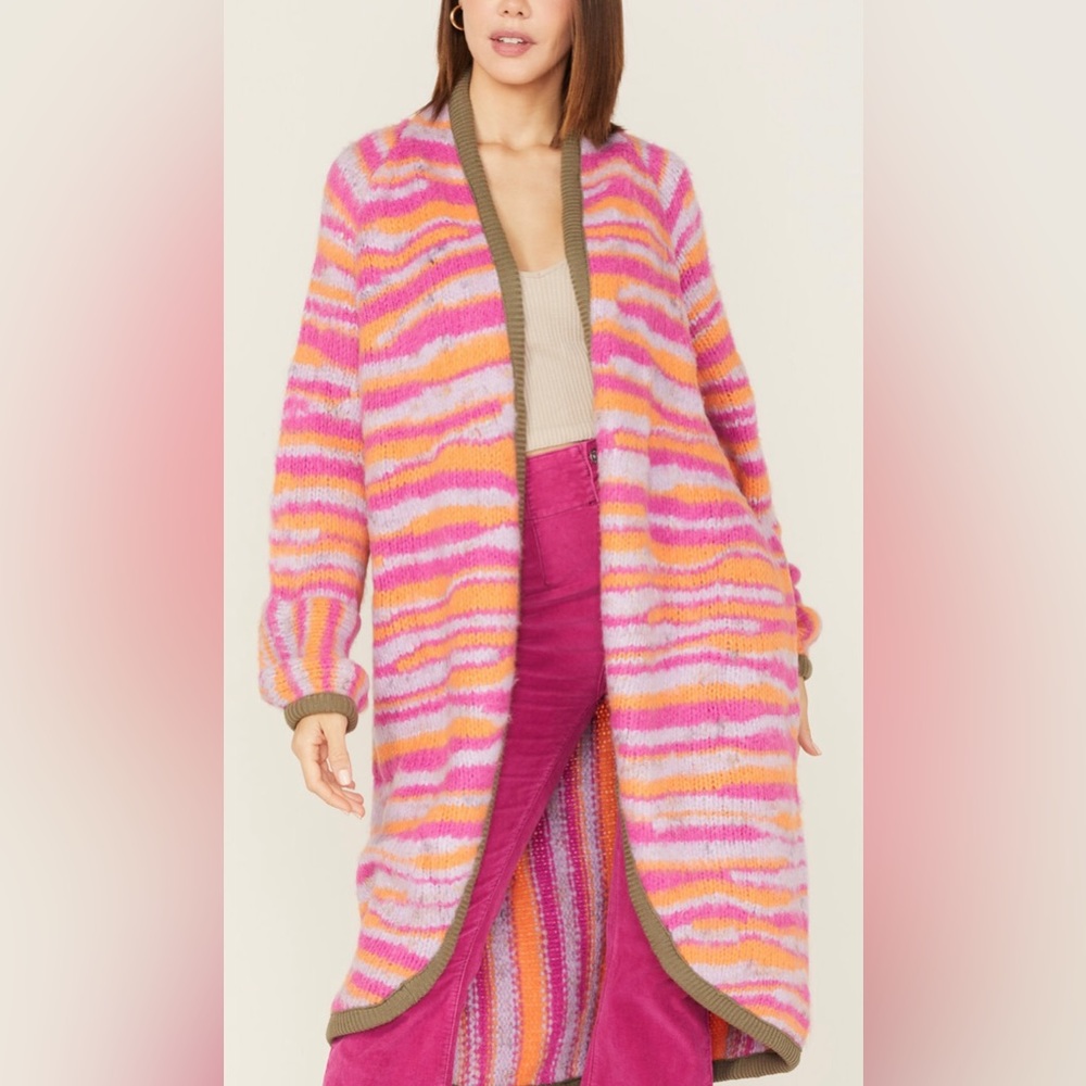 NWT Free People Pink Tiger Knit Duster